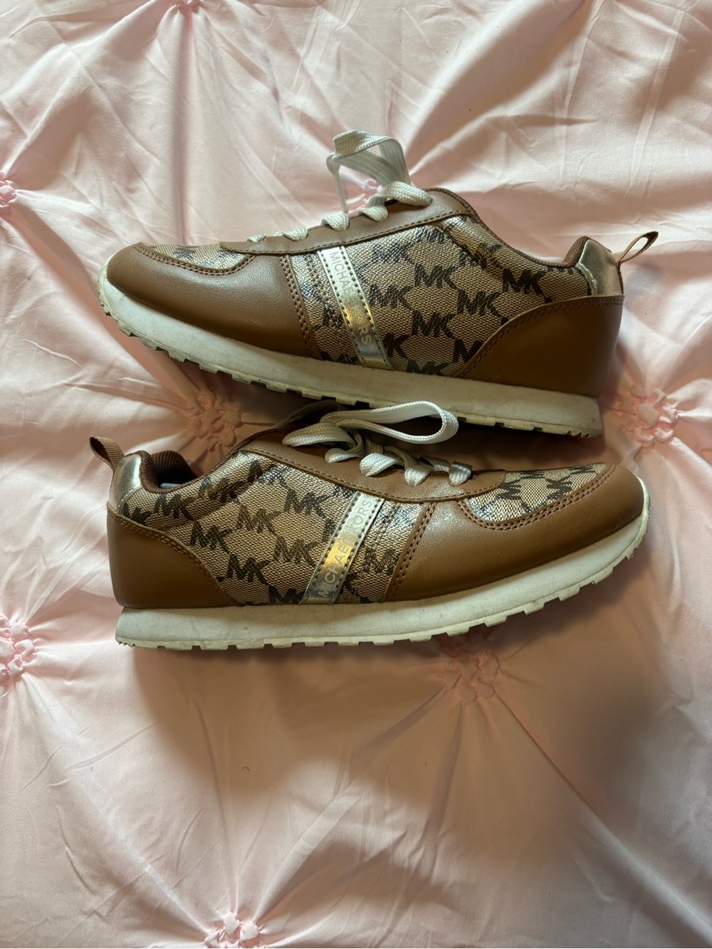 Michael Kors Tan/Brown MK Monogram Low-Top Sneakers